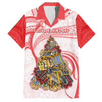 Personalized Happy Boxing Day Family Matching Long Sleeve Bodycon Dress and Hawaiian Shirt Polynesian Gift Boxes Christmas Tree LT05 Dad's Shirt - Short Sleeve Red - Polynesian Pride