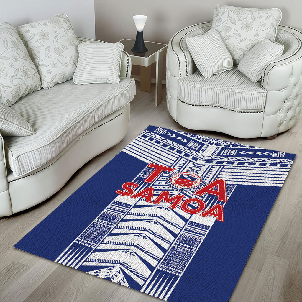 Rugby Toa Samoa Area Rug Samoan Tatau Blue Version LT05 - Polynesian Pride