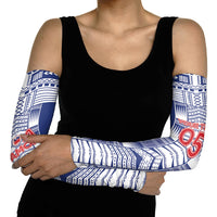 Custom Rugby Toa Samoa Arm Sleeves Samoan Tatau Blue Version LT05 - Polynesian Pride