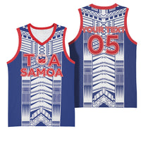Custom Rugby Toa Samoa Basketball Jersey Samoan Tatau Blue Version LT05 - Polynesian Pride