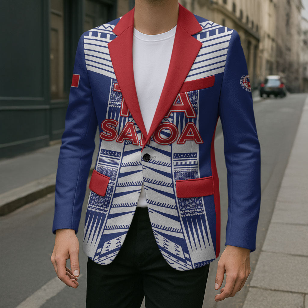 Custom Rugby Toa Samoa Blazer Samoan Tatau Blue Version LT05 - Polynesian Pride