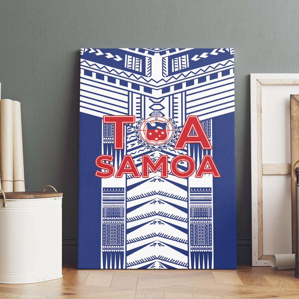 Rugby Toa Samoa Canvas Wall Art Samoan Tatau Blue Version LT05 - Polynesian Pride