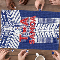 Rugby Toa Samoa Puzzle Samoan Tatau Blue Version LT05 - Polynesian Pride