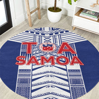 Rugby Toa Samoa Round Carpet Samoan Tatau Blue Version LT05 Blue - Polynesian Pride