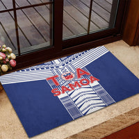 Rugby Toa Samoa Rubber Doormat Samoan Tatau Blue Version LT05 - Polynesian Pride