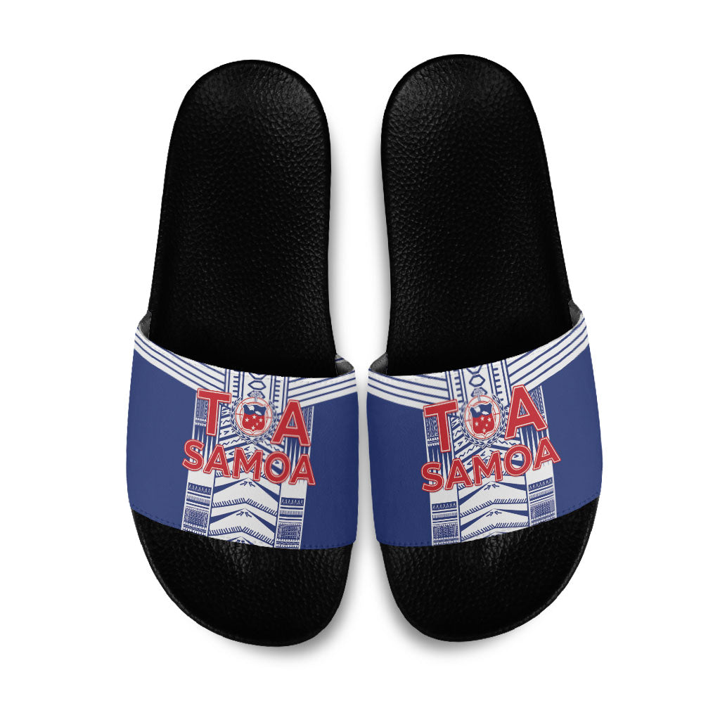Rugby Toa Samoa Slide Sandals Samoan Tatau Blue Version LT05 Blue - Polynesian Pride