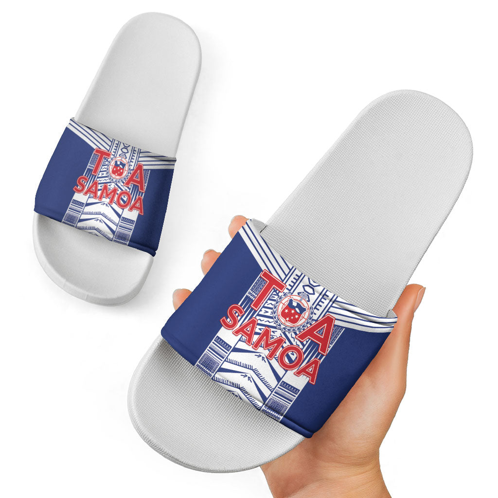 Rugby Toa Samoa Slide Sandals Samoan Tatau Blue Version LT05 - Polynesian Pride