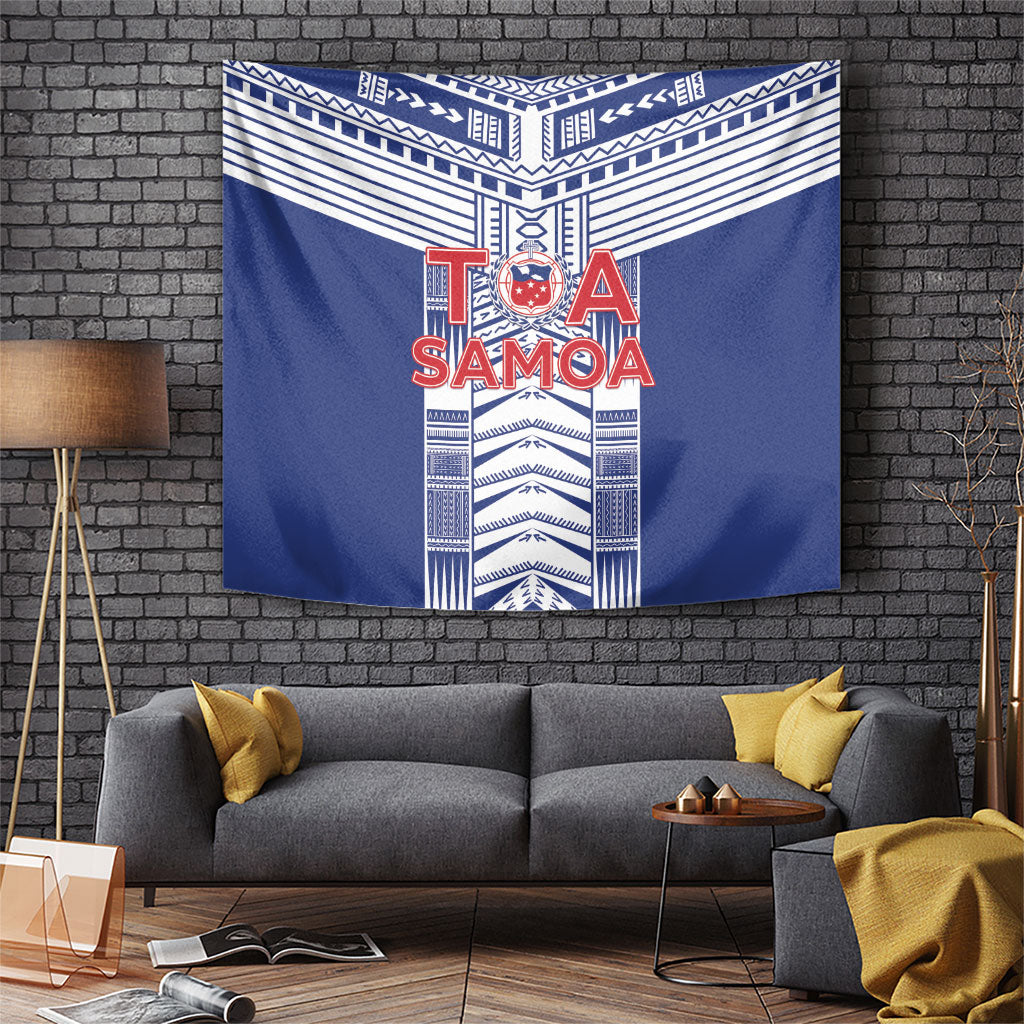 Rugby Toa Samoa Tapestry Samoan Tatau Blue Version