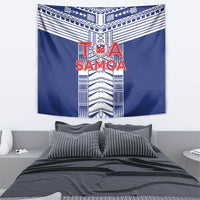 Rugby Toa Samoa Tapestry Samoan Tatau Blue Version LT05 - Polynesian Pride