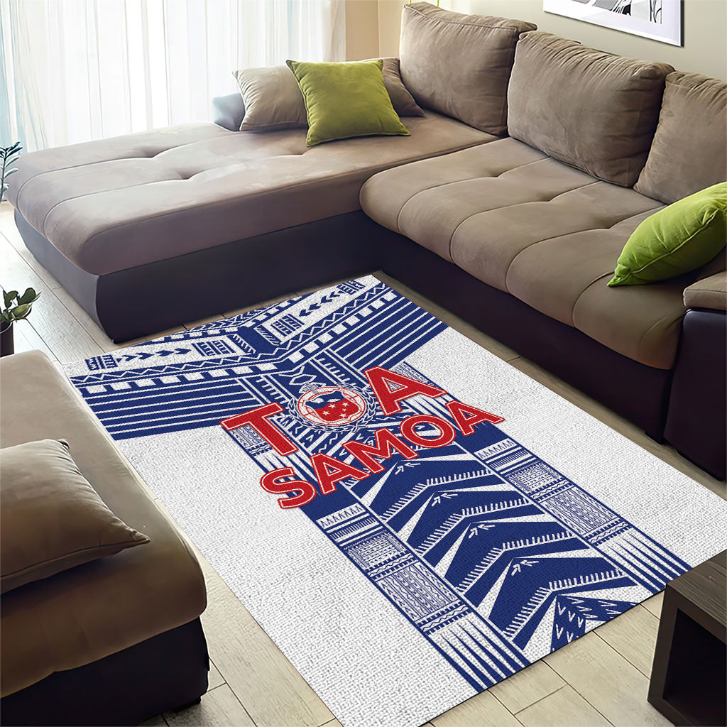 Rugby Toa Samoa Area Rug Samoan Tatau White Version LT05 - Polynesian Pride