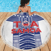 Rugby Toa Samoa Beach Blanket Samoan Tatau White Version LT05 - Polynesian Pride