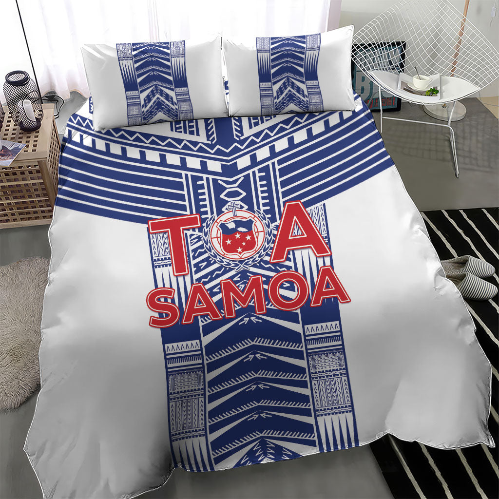 Rugby Toa Samoa Bedding Set Samoan Tatau White Version LT05 - Polynesian Pride