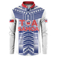 Custom Rugby Toa Samoa Button Sweatshirt Samoan Tatau White Version LT05 White - Polynesian Pride