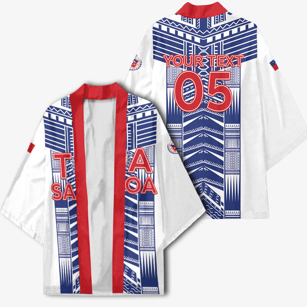 Custom Rugby Toa Samoa Kimono Samoan Tatau White Version LT05 - Polynesian Pride