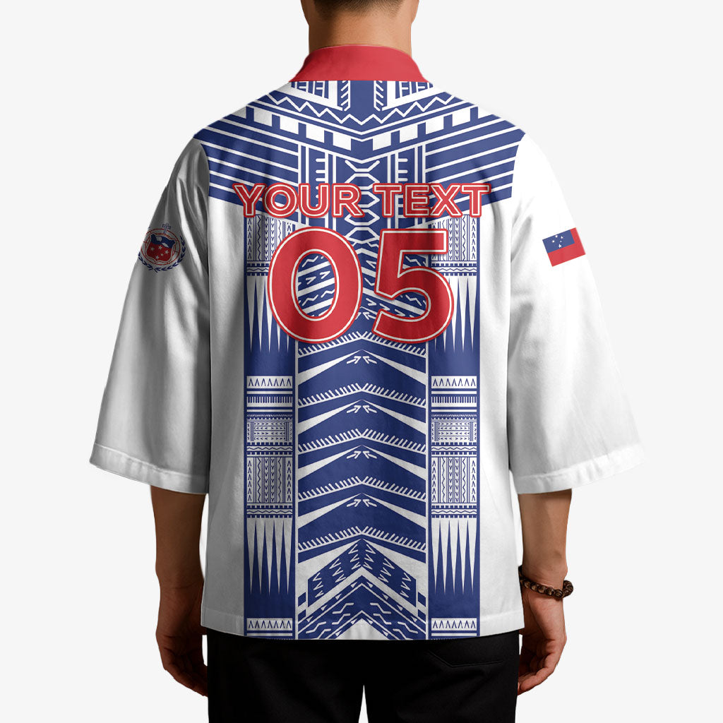 Custom Rugby Toa Samoa Kimono Samoan Tatau White Version LT05 - Polynesian Pride