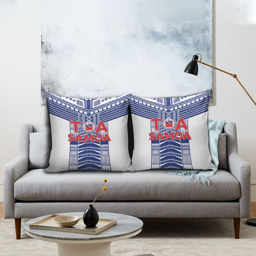 Rugby Toa Samoa Pillow Cover Samoan Tatau White Version LT05 - Polynesian Pride
