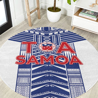 Rugby Toa Samoa Round Carpet Samoan Tatau White Version LT05 White - Polynesian Pride