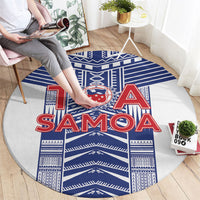 Rugby Toa Samoa Round Carpet Samoan Tatau White Version LT05 - Polynesian Pride