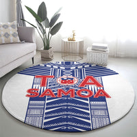 Rugby Toa Samoa Round Carpet Samoan Tatau White Version LT05 - Polynesian Pride