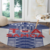 Rugby Toa Samoa Round Carpet Samoan Tatau White Version LT05 - Polynesian Pride