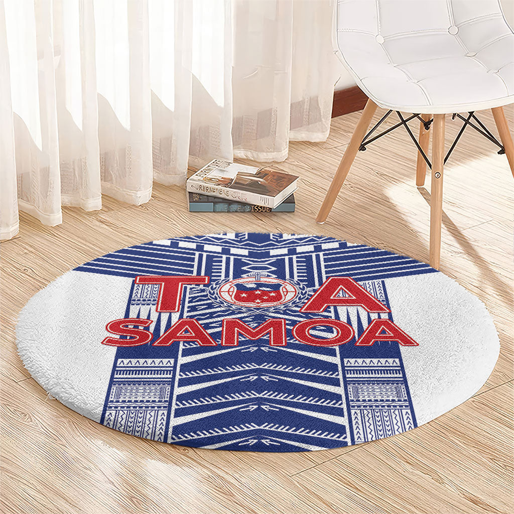 Rugby Toa Samoa Round Carpet Samoan Tatau White Version LT05 - Polynesian Pride