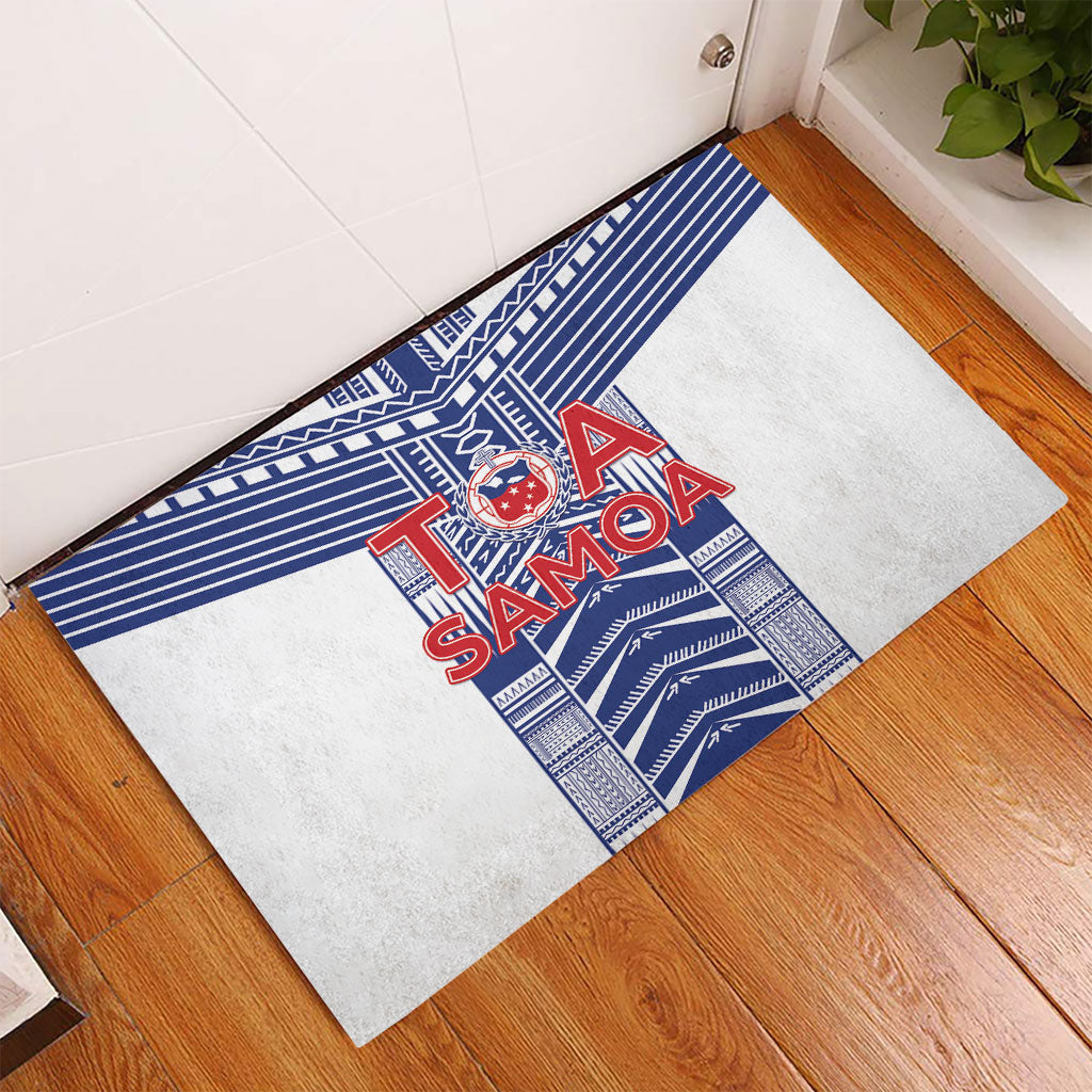 Rugby Toa Samoa Rubber Doormat Samoan Tatau White Version LT05 - Polynesian Pride