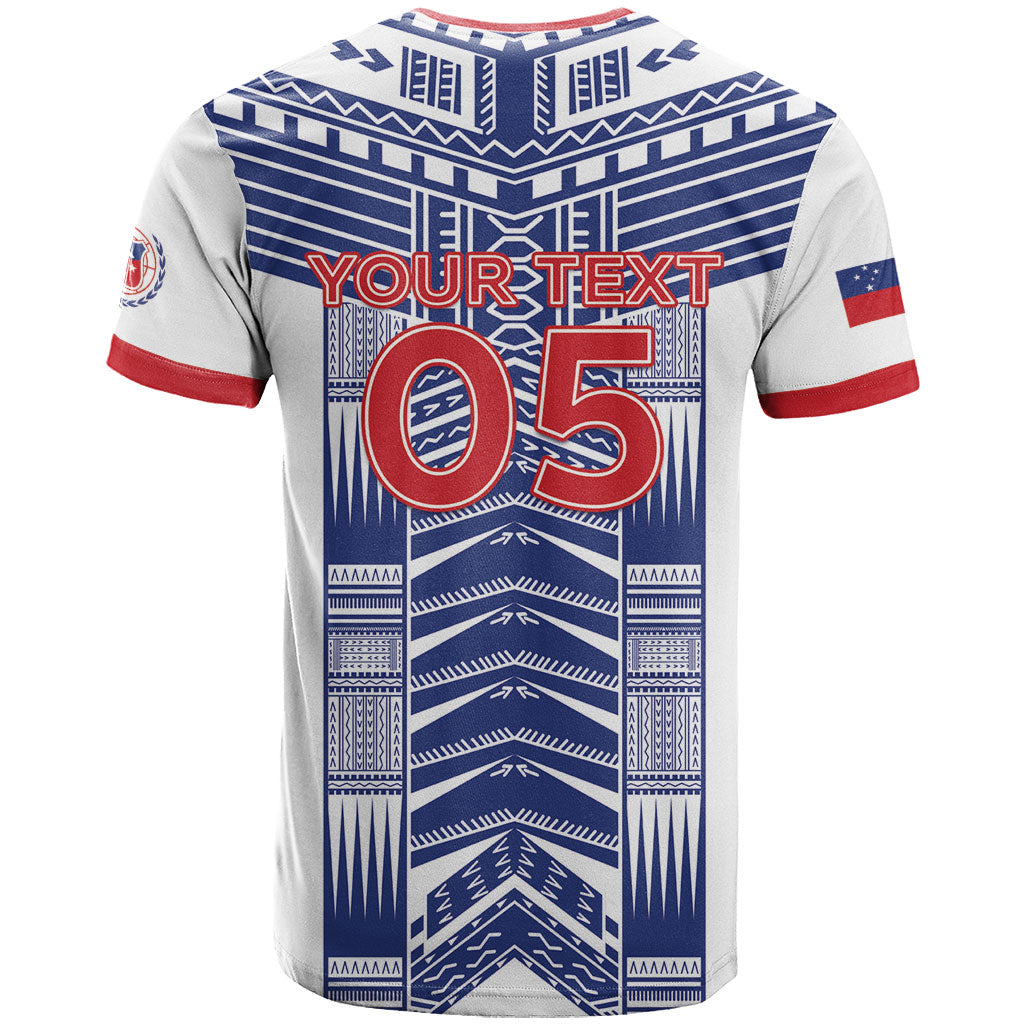 Custom Rugby Toa Samoa T Shirt Samoan Tatau White Version LT05 - Polynesian Pride