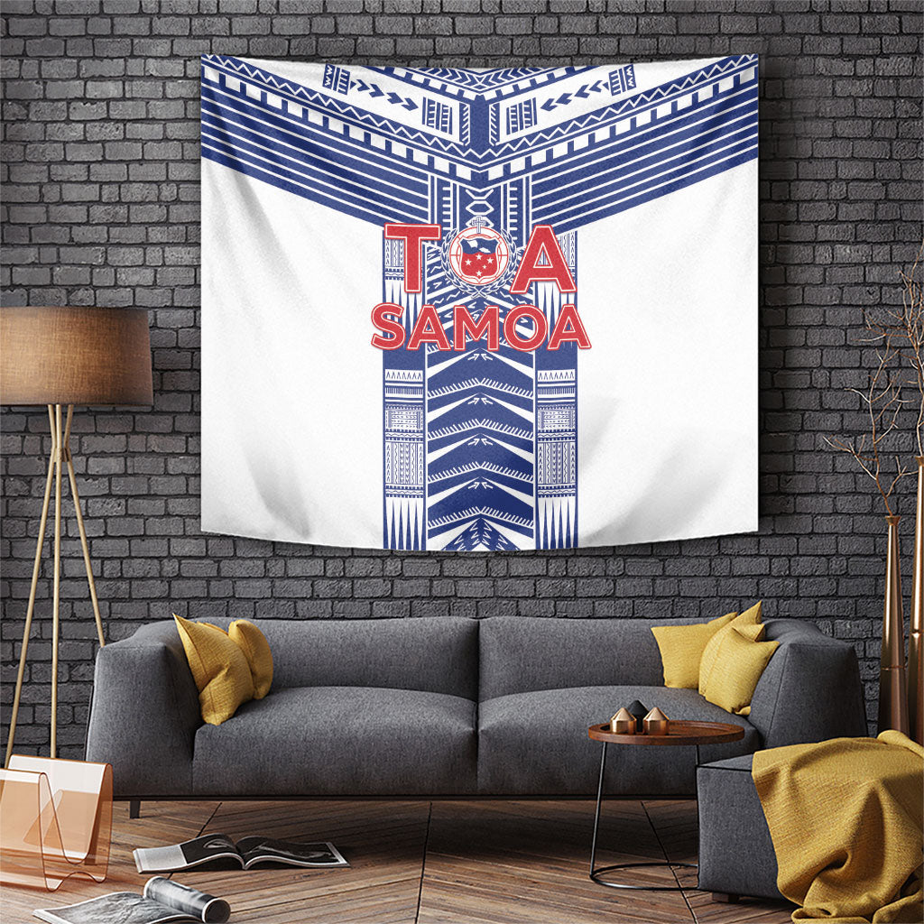 Rugby Toa Samoa Tapestry Samoan Tatau White Version