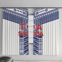 Rugby Toa Samoa Window Curtain Samoan Tatau White Version LT05 With Hooks White - Polynesian Pride