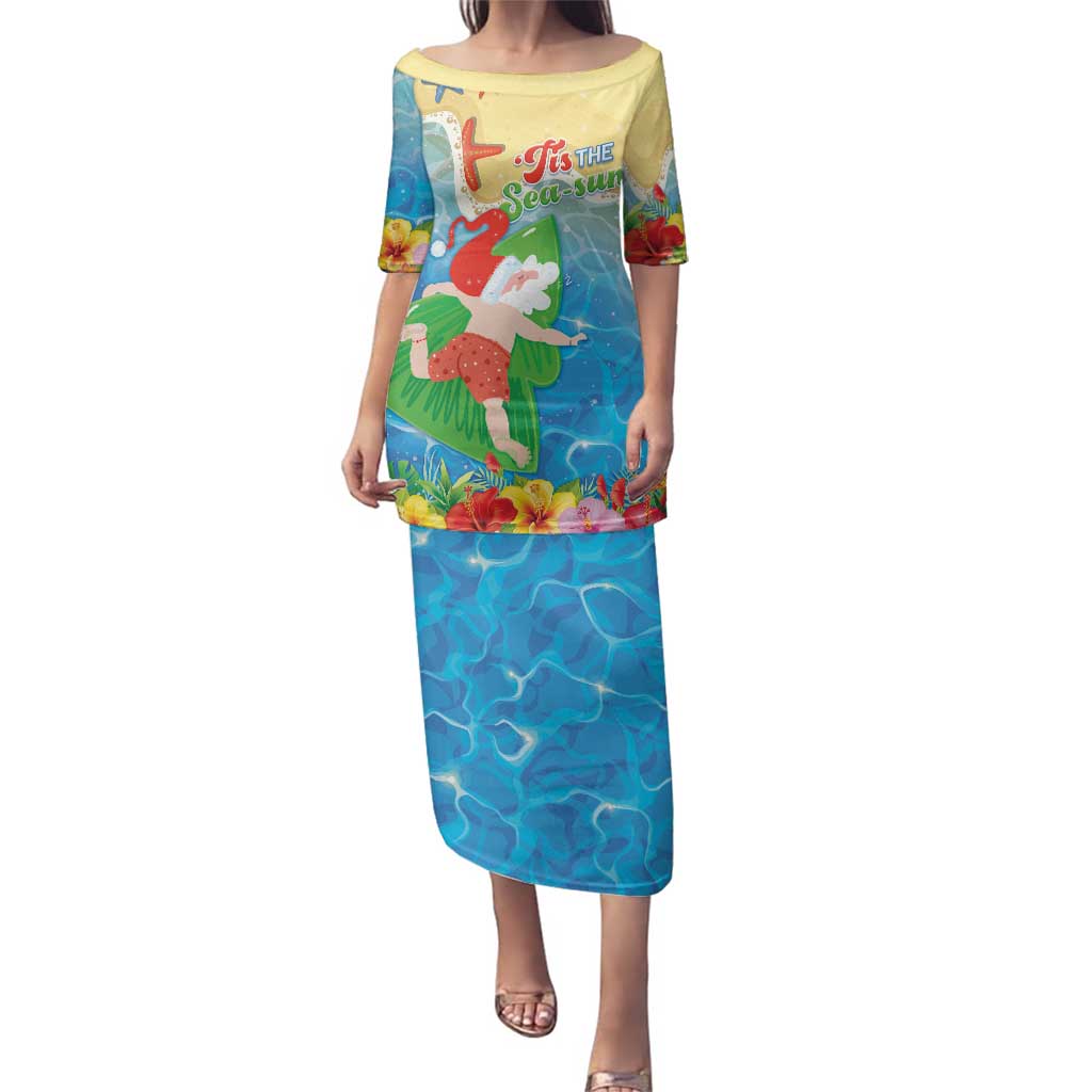 Christmas In Hawaii Family Matching Puletasi and Hawaiian Shirt Tis The Sea Sun