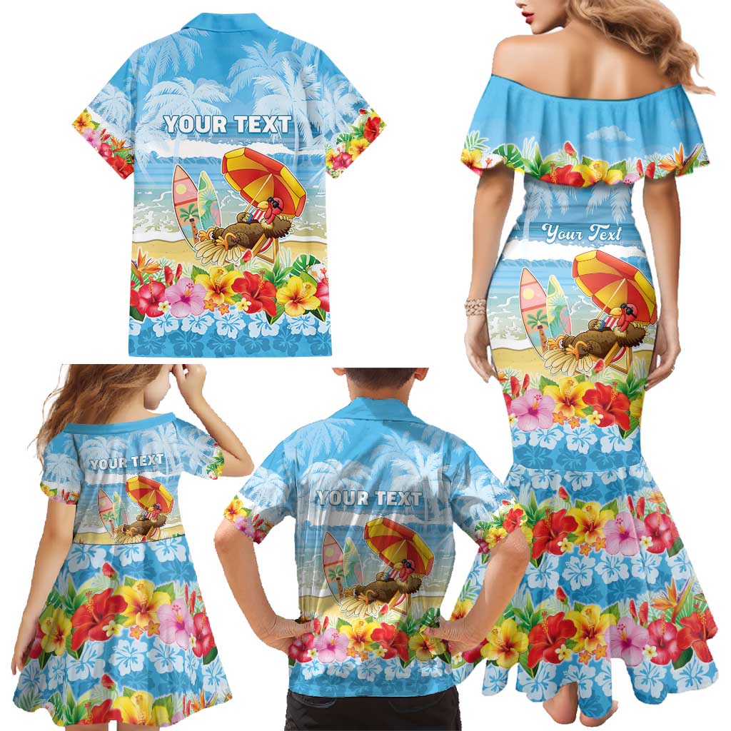Personalised Hawaii Funny Thanksgiving Family Matching Mermaid Dress and Hawaiian Shirt Thankful From The Beach