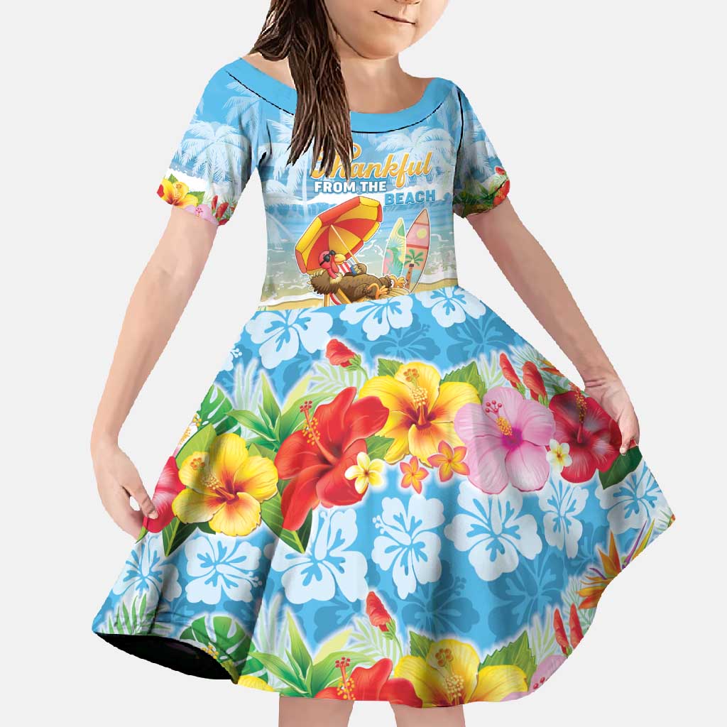 Personalised Hawaii Funny Thanksgiving Family Matching Off Shoulder Maxi Dress and Hawaiian Shirt Thankful From The Beach