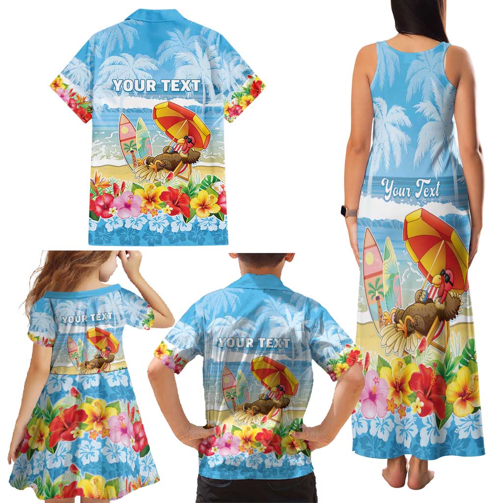 Personalised Hawaii Funny Thanksgiving Family Matching Tank Maxi Dress and Hawaiian Shirt Thankful From The Beach