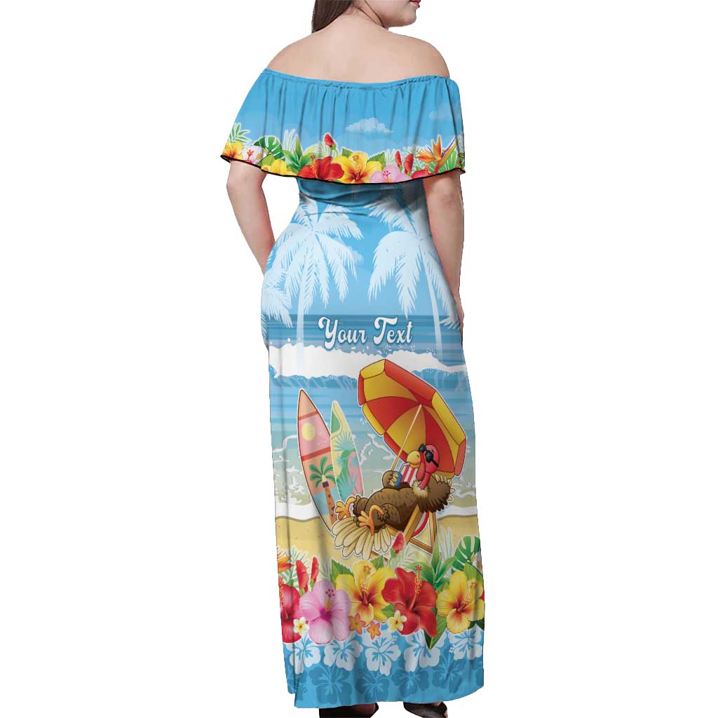 Personalised Hawaii Funny Thanksgiving Off Shoulder Maxi Dress Thankful From The Beach LT05 - Polynesian Pride