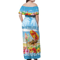 Personalised Hawaii Funny Thanksgiving Off Shoulder Maxi Dress Thankful From The Beach LT05 - Polynesian Pride