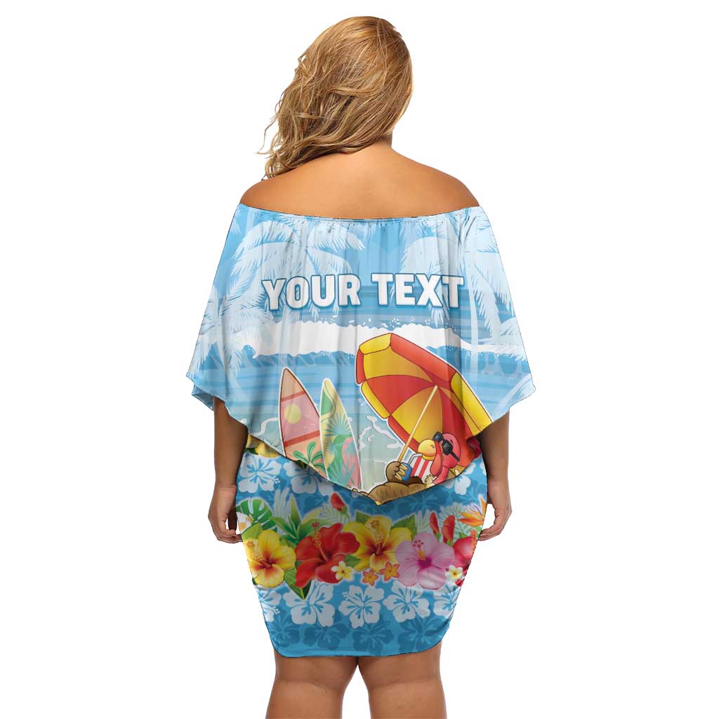 Personalised Hawaii Funny Thanksgiving Off Shoulder Short Dress Thankful From The Beach LT05 - Polynesian Pride