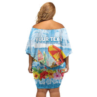 Personalised Hawaii Funny Thanksgiving Off Shoulder Short Dress Thankful From The Beach LT05 - Polynesian Pride