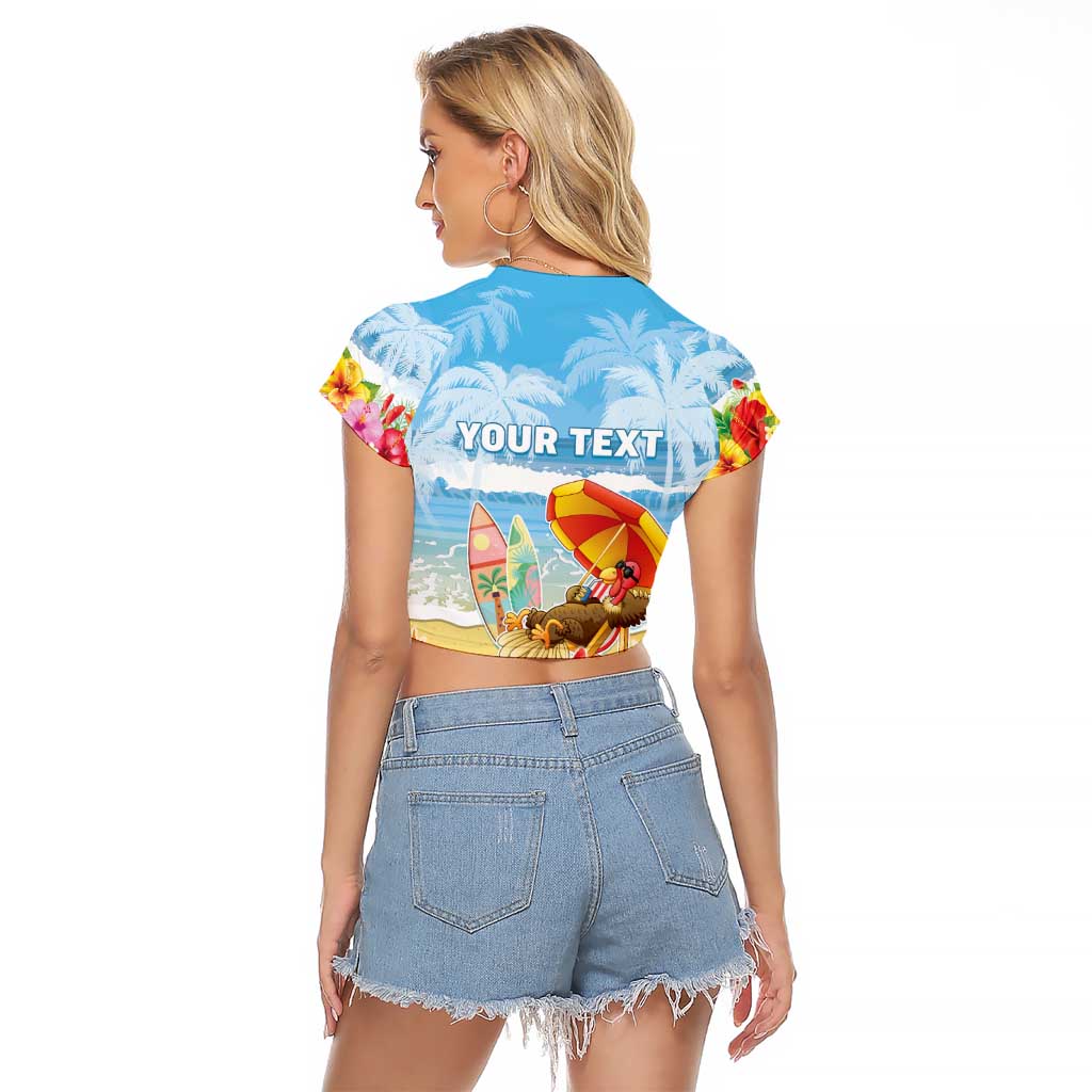 Personalised Hawaii Funny Thanksgiving Raglan Cropped T Shirt Thankful From The Beach LT05 - Polynesian Pride