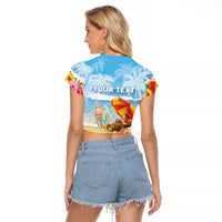 Personalised Hawaii Funny Thanksgiving Raglan Cropped T Shirt Thankful From The Beach LT05 - Polynesian Pride