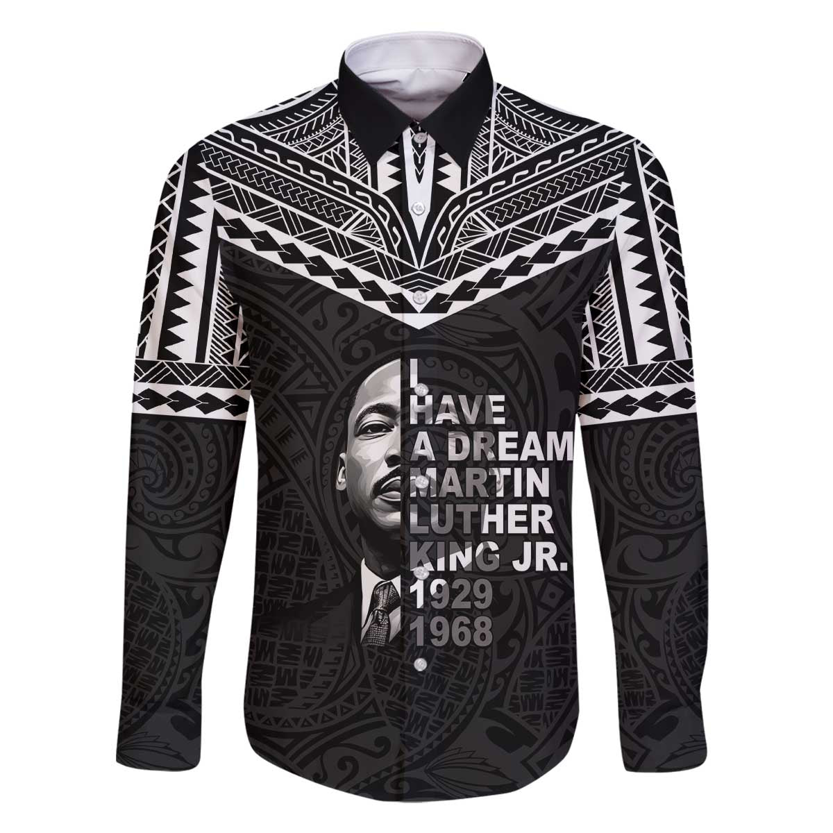 American Samoa MLK Day Family Matching Off The Shoulder Long Sleeve Dress and Hawaiian Shirt Polynesian Style