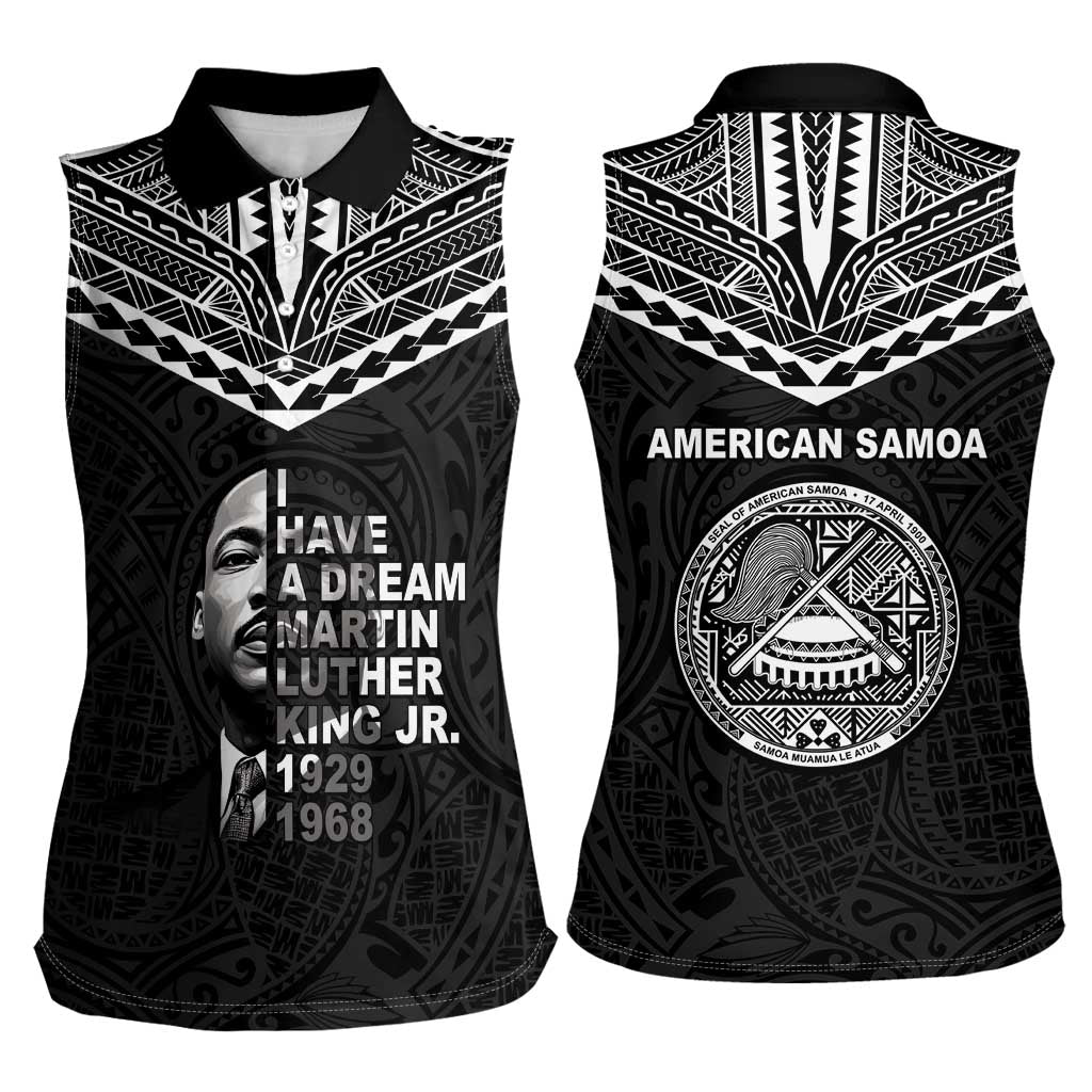 American Samoa MLK Day Women Sleeveless Polo Shirt Polynesian Style LT05 - Polynesian Pride
