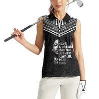 American Samoa MLK Day Women Sleeveless Polo Shirt Polynesian Style LT05 - Polynesian Pride