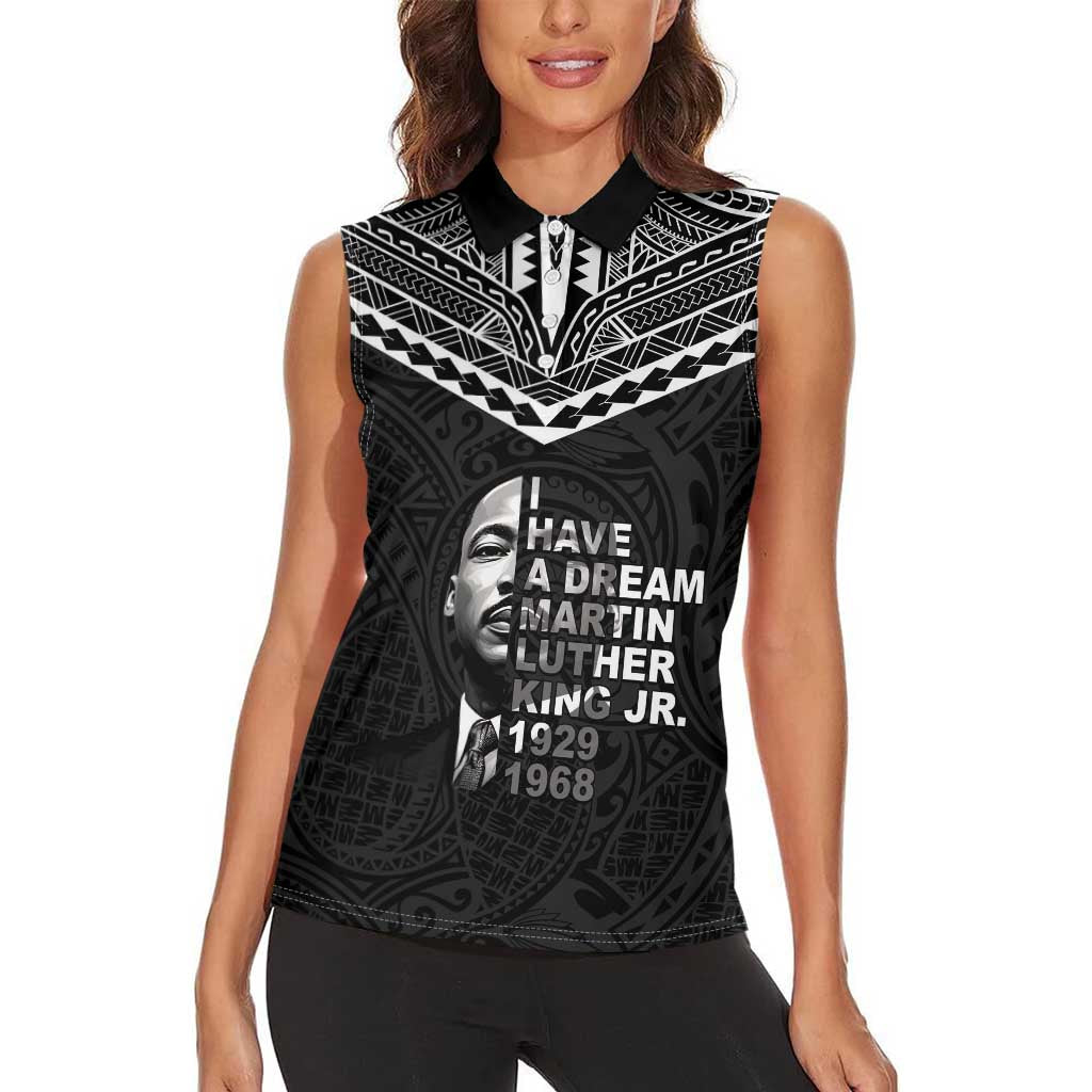American Samoa MLK Day Women Sleeveless Polo Shirt Polynesian Style LT05 - Polynesian Pride