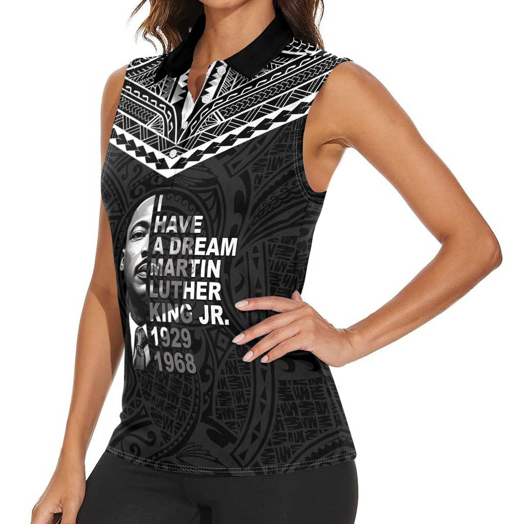 American Samoa MLK Day Women Sleeveless Polo Shirt Polynesian Style LT05 - Polynesian Pride