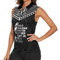 American Samoa MLK Day Women Sleeveless Polo Shirt Polynesian Style LT05 - Polynesian Pride