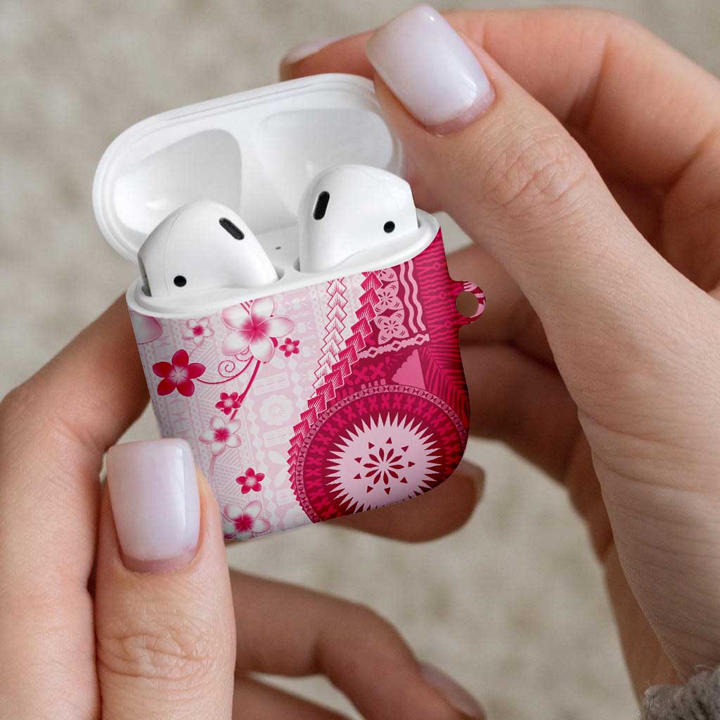 Bula Fiji AirPods Case Pink Plumeria Masi Tapa Pattern - Polynesian Pride