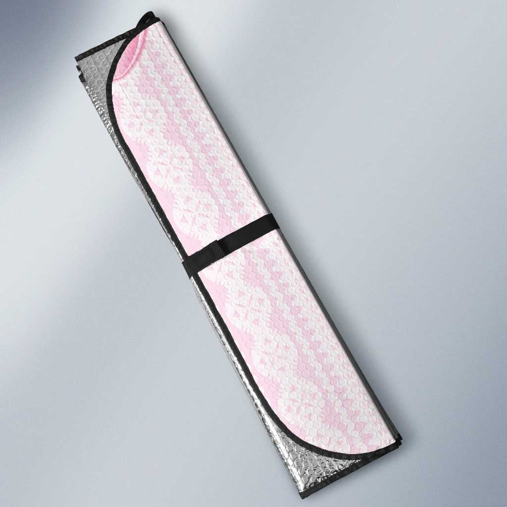 Bula Fiji Auto Sun Shade Pink Plumeria Masi Tapa Pattern LT05 - Polynesian Pride