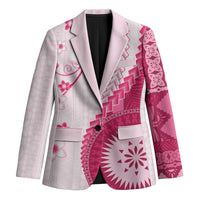 Bula Fiji Blazer Pink Plumeria Masi Tapa Pattern LT05 Unisex Pink - Polynesian Pride