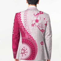 Bula Fiji Blazer Pink Plumeria Masi Tapa Pattern LT05 - Polynesian Pride