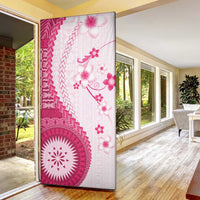 Bula Fiji Door Cover Pink Plumeria Masi Tapa Pattern LT05 - Polynesian Pride